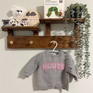 Roots Kids Sweatshirt in Gray with Pink Logo